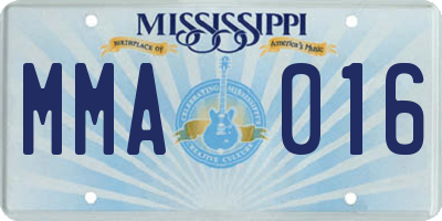 MS license plate MMA016