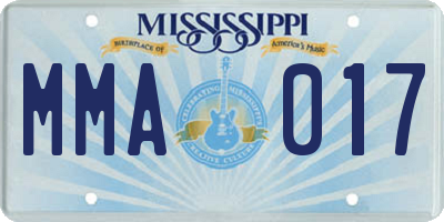 MS license plate MMA017