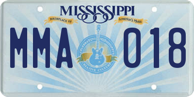 MS license plate MMA018