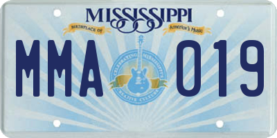 MS license plate MMA019
