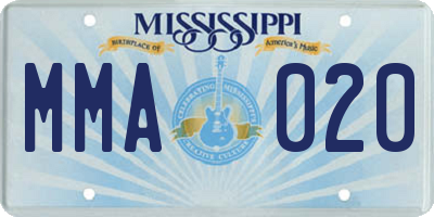 MS license plate MMA020