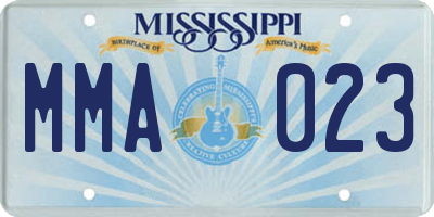 MS license plate MMA023
