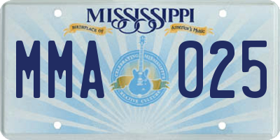 MS license plate MMA025