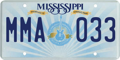 MS license plate MMA033