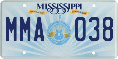 MS license plate MMA038