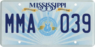 MS license plate MMA039