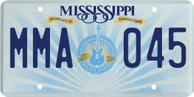 MS license plate MMA045