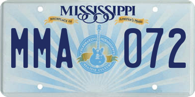 MS license plate MMA072