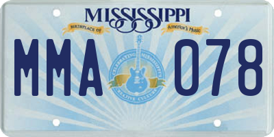 MS license plate MMA078