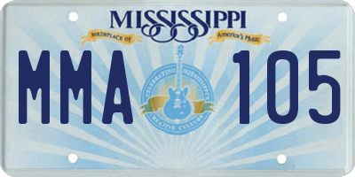 MS license plate MMA105
