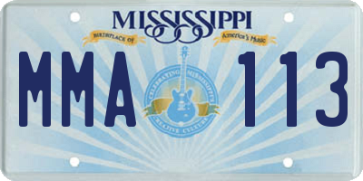 MS license plate MMA113
