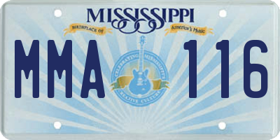MS license plate MMA116