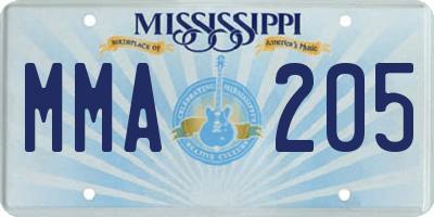 MS license plate MMA205
