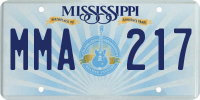 MS license plate MMA217