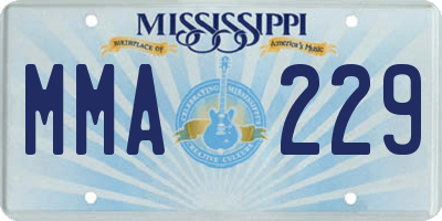 MS license plate MMA229