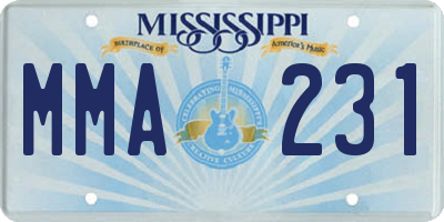 MS license plate MMA231