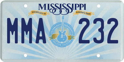 MS license plate MMA232