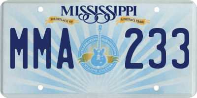 MS license plate MMA233