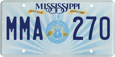MS license plate MMA270