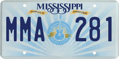 MS license plate MMA281