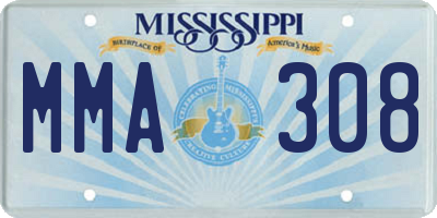 MS license plate MMA308