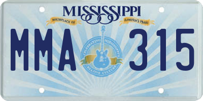 MS license plate MMA315
