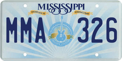 MS license plate MMA326