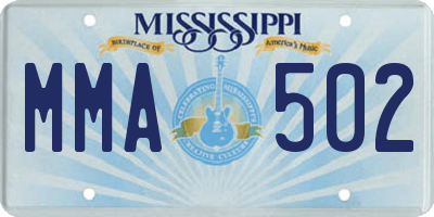 MS license plate MMA502