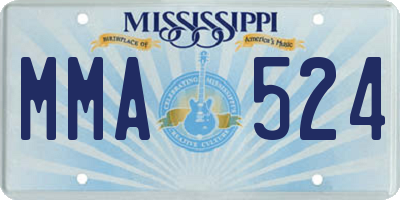 MS license plate MMA524