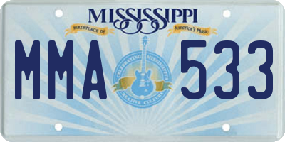 MS license plate MMA533