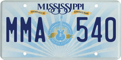 MS license plate MMA540