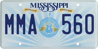 MS license plate MMA560