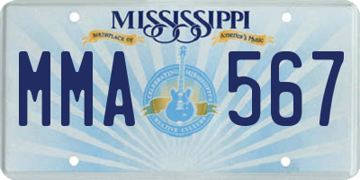 MS license plate MMA567