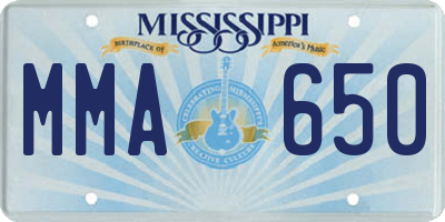 MS license plate MMA650