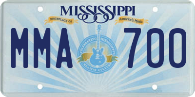 MS license plate MMA700