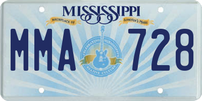 MS license plate MMA728