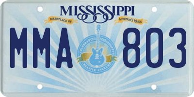 MS license plate MMA803