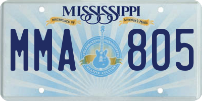 MS license plate MMA805