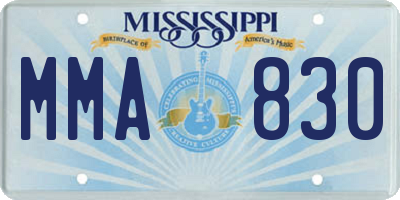 MS license plate MMA830