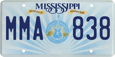 MS license plate MMA838