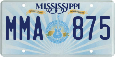 MS license plate MMA875
