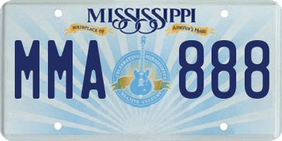 MS license plate MMA888