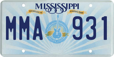 MS license plate MMA931
