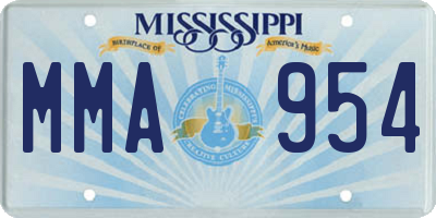 MS license plate MMA954