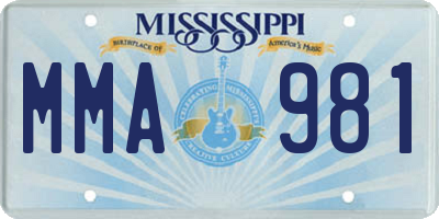 MS license plate MMA981