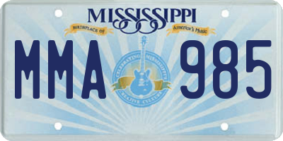 MS license plate MMA985