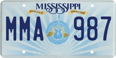 MS license plate MMA987