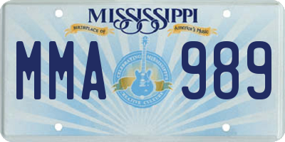 MS license plate MMA989