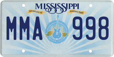 MS license plate MMA998