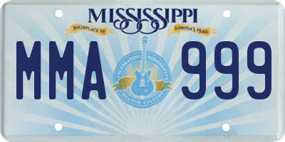 MS license plate MMA999